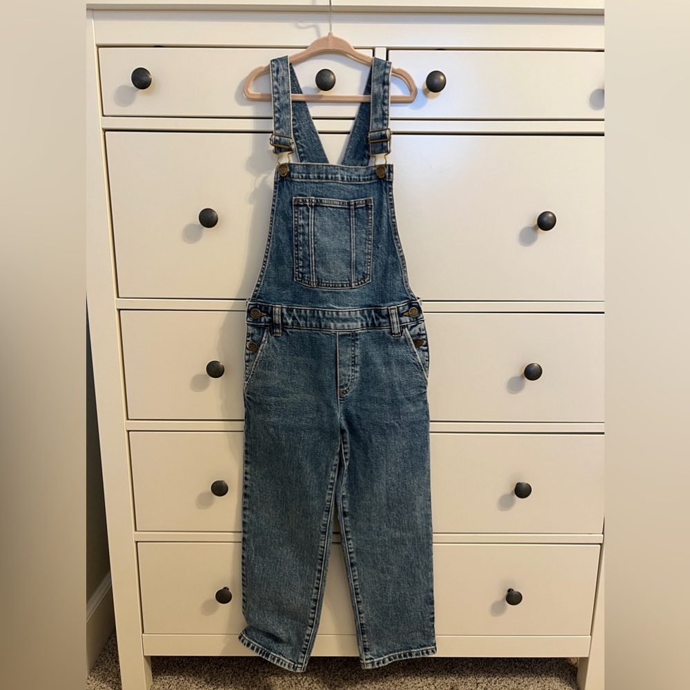 NWT J. Crew girls denim overalls, size 7.